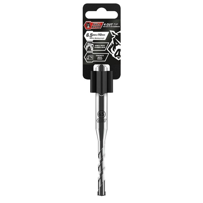 Full Boar 6.5mm x 110mm 4 Cut Tip for SDS-Plus Hammers