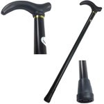 Metal WALKING STICK Travel Extendable Pole Compact Adjustable Lightweight  Black