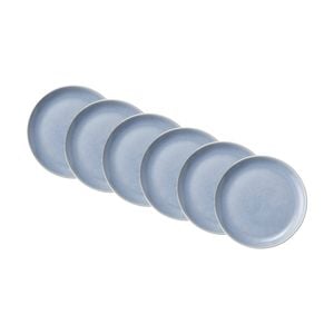 6pk Ecology Element Kitchen Side Plate Sky Light Blue Stoneware 20cm