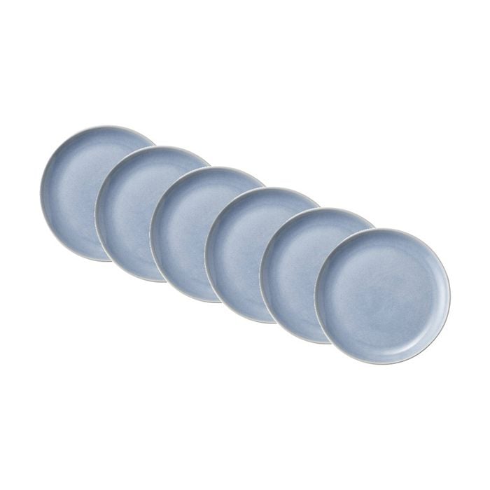 6pk Ecology Element Kitchen Side Plate Sky Light Blue Stoneware 20cm