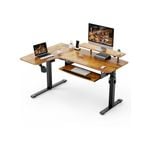 Eureka 60" L Shaped Electric Standing Rustic Brown Desk - Left Side /1155 x 1100 x 873