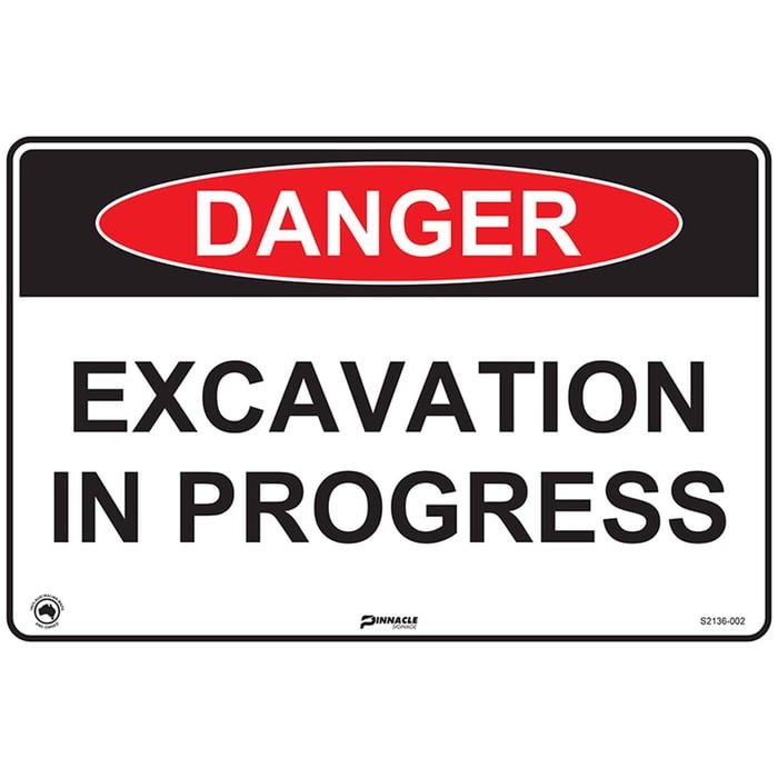 Pinnacle 600 x 400mm Metal Danger Excavation In Progress Sign