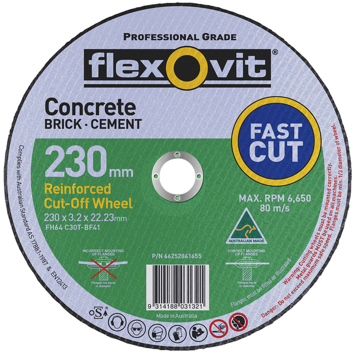 Flexovit 230 x 3.2 x 22.2mm Masonry Cutting Wheel