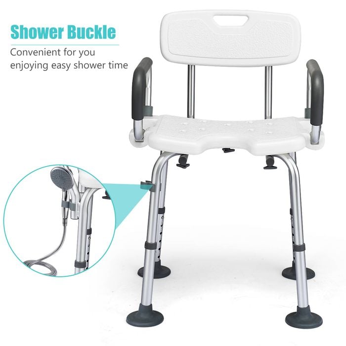 Costway Shower Chair Bath Stool Bathroom Seat Height Adjustable ...