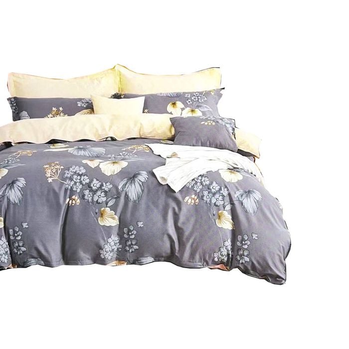 Bloomington Harlo Grey 100% Cotton Reversible Quilt Cover Set King