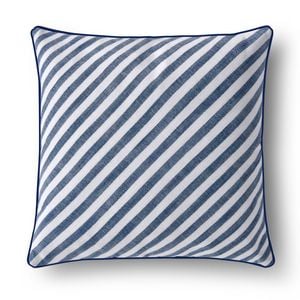 Cadence & Co. Oscar Faux Linen Striped Cushion Navy