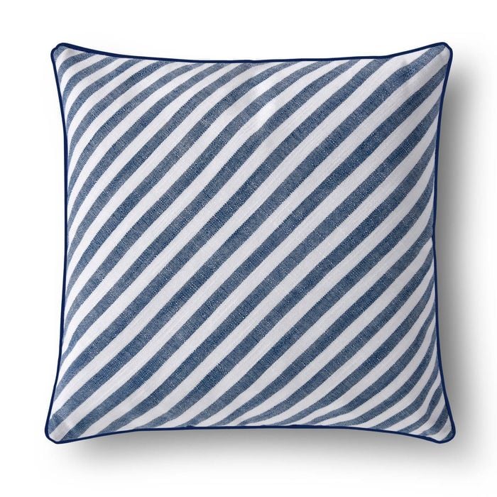 Cadence & Co. Oscar Faux Linen Striped Cushion Navy