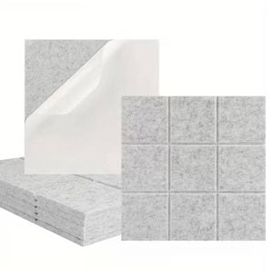 iDEER LIFE Acoustic Foam 12Pcs Sound Absorbing Panels Wall Tiles 3x3 Square (Light Grey)
