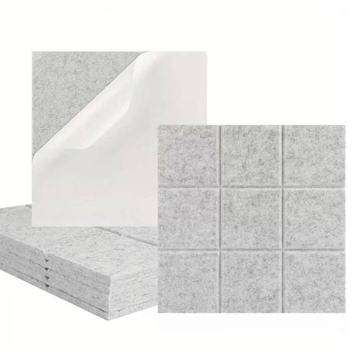 iDEER LIFE Acoustic Foam 12Pcs Sound Absorbing Panels Wall Tiles 3x3 Square (Light Grey)