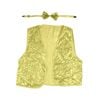 Kids Sequin Vest Bow Tie Set Costume 80s Party Dress Up Waistcoat Gold/Yellow