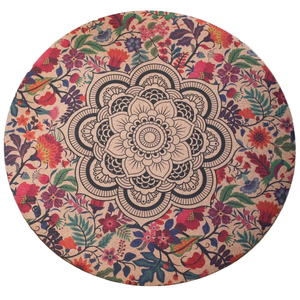 Zenvibes Premium Round Cork Yoga Mat – Ornamental Mandala 135cms