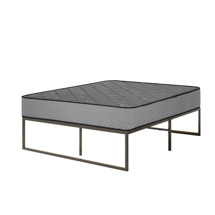 Advwin Single Size Bed Frame Metal and Single Mattress 25cm Grey