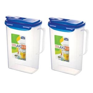 2x LocknLock 2L Water/Juice Jug Flip Lid 24cm Plastic Drink Storage Container