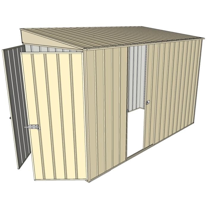 Build-a-Shed 1.5 x 3 x 2m Single Sliding Side Door Skillion Shed - Cream