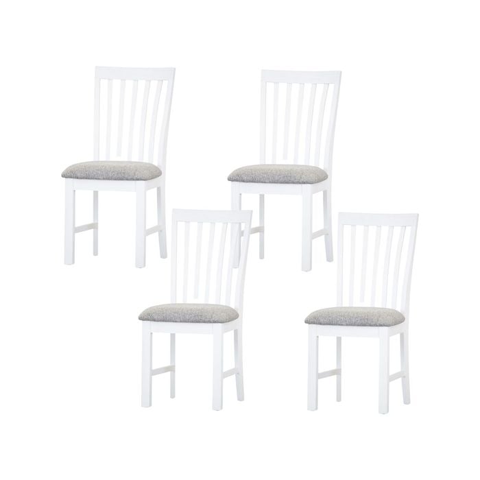 Laelia Dining Chair Set of 4 Solid Acacia Timber Wood Coastal Furniture - White