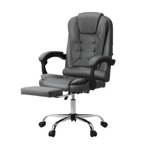 Oikiture Massage Office Chair PU with Footrest Grey