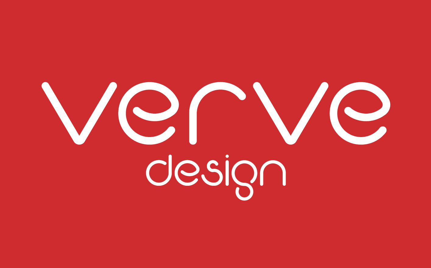 Verve design logo on a red background 