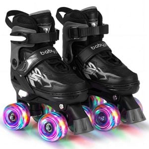 Costway Adjustable Roller Skates Quad Skating Shoes Beginner Age 5-7 Black
