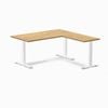 Desky Fixed Height Light Oak Rubberwood L-shape Office Desk 1500x1550mm White Frame