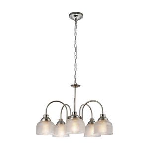 Lexi Lighting Aviva 5 Lights Chandelier Satin Chrome Metal Glass 195cm