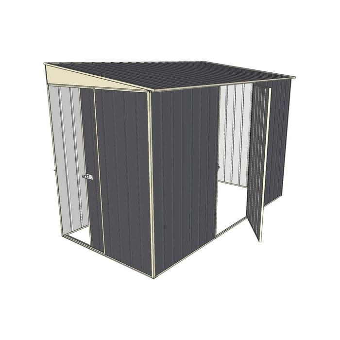 Build-a-Shed 1.5 x 2.3 x 2m Sliding Door Tunnel Shed with Hinged Side Door - Grey
