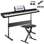 Maestro Beginner 88-Key Digital Piano Keyboard Package (Black) with Stand & Bench