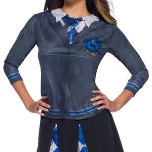 Harry Potter Ravenclaw Printed Top for Kids with House Emblem and Tie Design - Blue Colour, Medium
