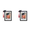2PK Gibson Gifts Graduation Tassel 4x6'' Photo Frame Rectangle Black