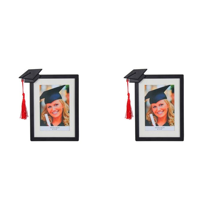 2PK Gibson Gifts Graduation Tassel 4x6'' Photo Frame Rectangle Black