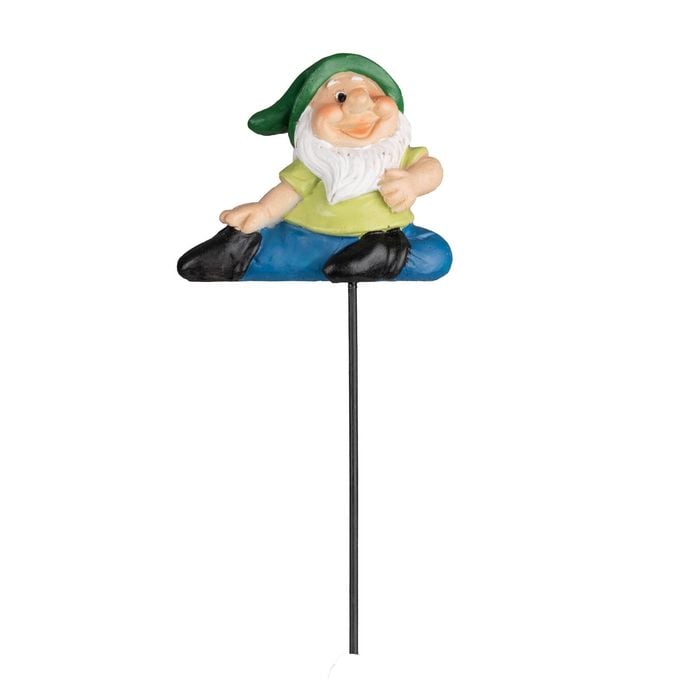 Northcote Pottery 6.5 x 15cm Green Hat Yoga Gnome Polyresin Decorative Garden Stake