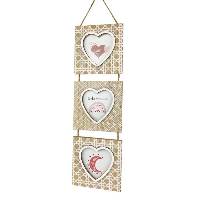 Urban Romie Triple Hanging 56cm Wooden Photo Frame Home Decor - Natural