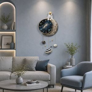 Cosmic Journey: 3d Astronaut & Moon Wall Art Clock (42 X 90 Cm)