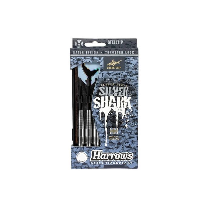 Harrows Developing Player Silver Shark Grip Throwing Darts Set w/ Case 23GM