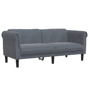 vidaXL Sofa 2-Seater Upholstered Couch Settee Living Room Dark Grey Velvet