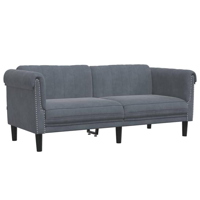 vidaXL Sofa 2-Seater Upholstered Couch Settee Living Room Dark Grey Velvet