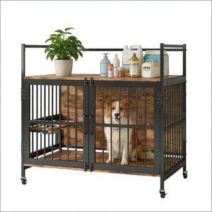 Advwin Dog Crate Furniture Heavy Duty Dog Kennel With 2 Bowls