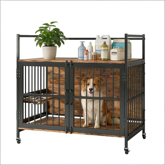 Advwin Dog Crate Furniture Heavy Duty Dog Kennel With 2 Bowls