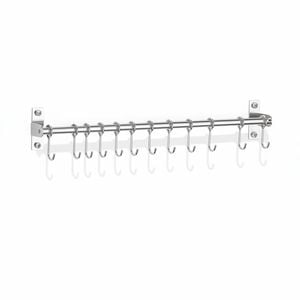 Stainless Steel Utensil Rack with 12 Hooks - 20 Wall Mount Hanger for Kitchen Utensils