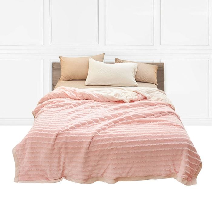 SOGA Pink Throw Blanket – Thick Double-Sided Flannel Fleece