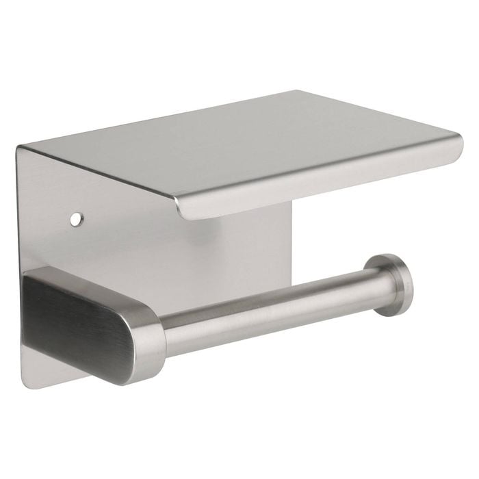 Metlam Australia Satin Stainless Steel Single Toilet Roll Holder with Shelf