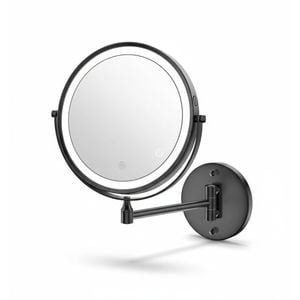 Rechargeable Lighted Makeup Mirror with 3 Color Lights, Dimmable Touch Screen, 8 LED Double Sided 1x/10x  (Black)