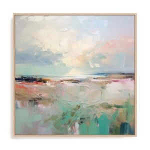 Artey | Pink Morning IV - Framed Canvas - Natural Frame - 120 x 120cm