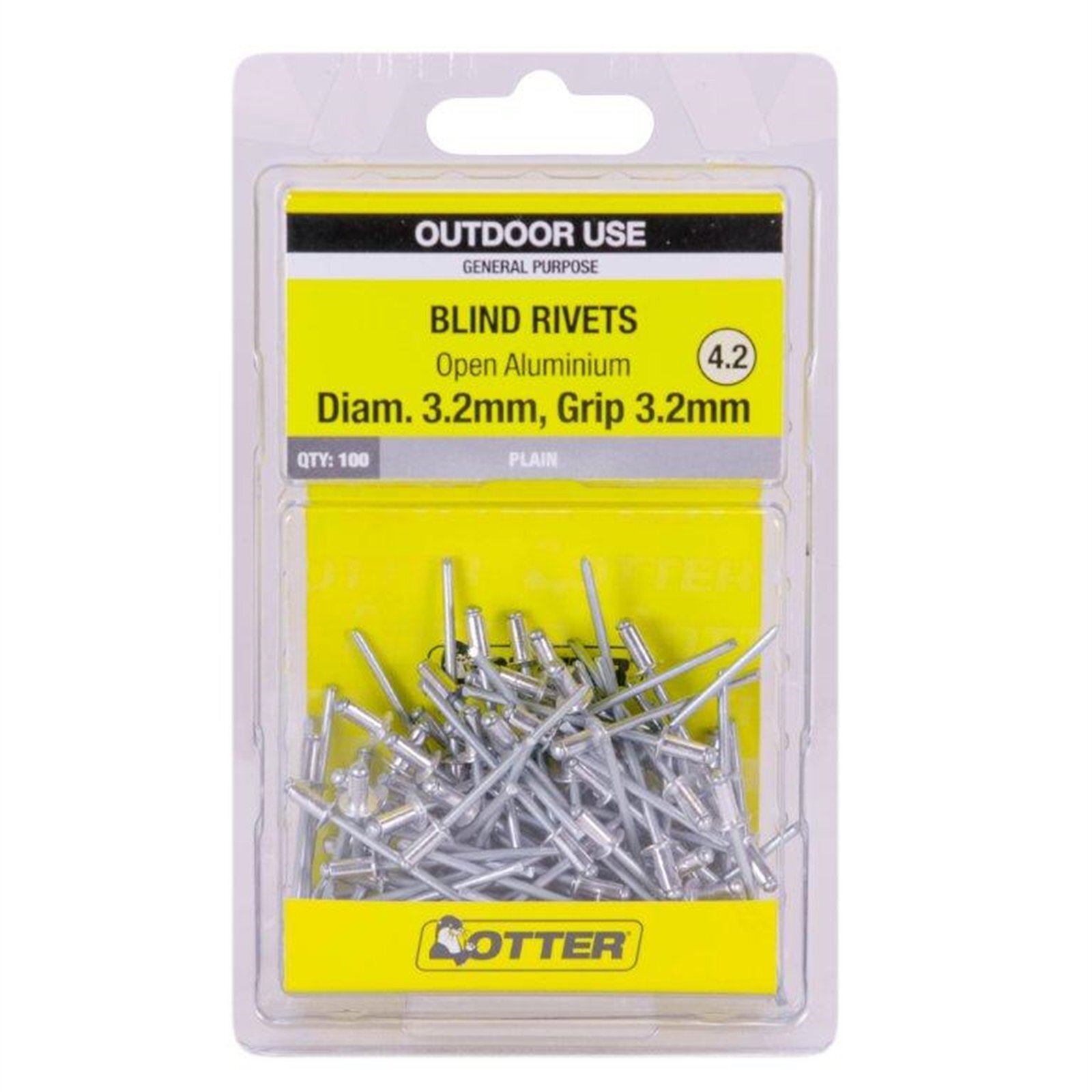 Otter 3.2 x 3.2mm Open Aluminium Blind Rivets - 100 Pack product image