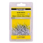 Otter 3.2 x 3.2mm Open Aluminium Blind Rivets - 100 Pack
