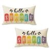 Catzon 2 Pcs Summer Lumbar Pillow Covers Linen Pillowcase for Home Decor-Set 8