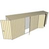 Build-a-Shed 0.8 x 6 x 2m Single Hinged Door Skillion Shed with Single and Double Hinged Side Doors - Cream