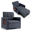 Advwin 3 in 1 Single Sofa Bed Linen Convertible Pull Out Bed w/ USB Type-C Port & Side Table Beige