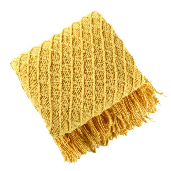 Anycozy Yellow Faux Cashmere Throw Blanket Sofa Cover 127x172cm