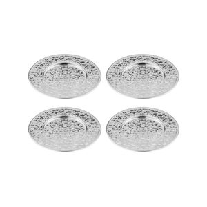 4PK Spencer Hammered 13cm Metallic Coaster Set - Silver