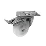 Move It 80mm 120kg White Polypropylene Swivel Plate Castor With Brake